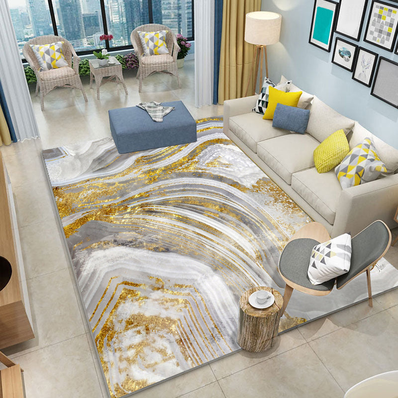 Modern Color Blooming Rug Color Mixed Polyester Area Carpet Stain Resistant Rug for Living Room