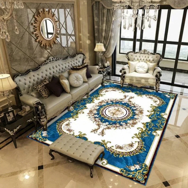 Classic European Style Rug Marble Print Indoor Carpet Polyester Washable Carpet for Home Decoration