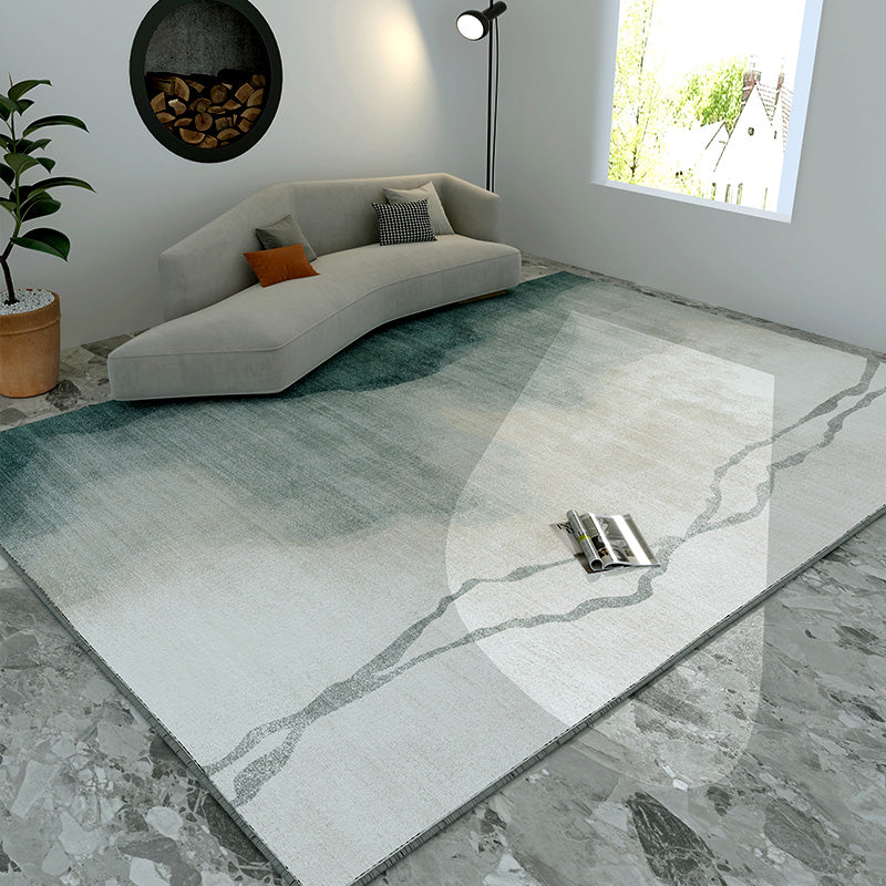 Grey Tone Nordic Area Rug Polyester Blooming Effect Rug Non-Slip Backing Indoor Rug for Living Room