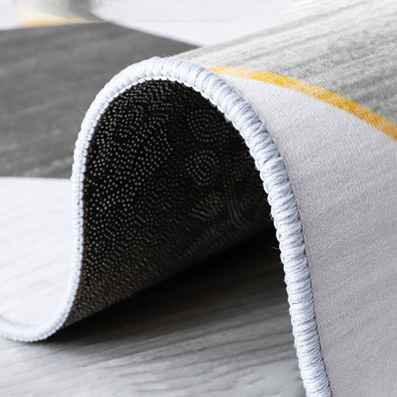Gray Tone Simplicity Indoor Rug Polyester Geometric Print Carpet Easy Care Rug for Home Decoration