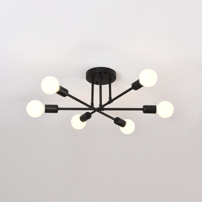 Metal Sputnik Semi Flush Mount Ceiling Light Minimalist Style Semi Flush Mount Chandelier