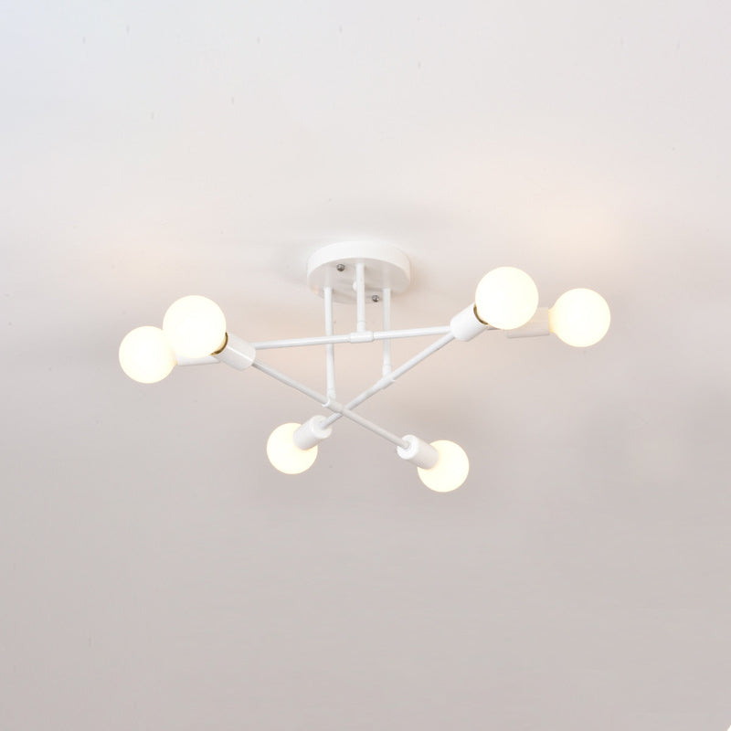 Metal Sputnik Semi Flush Mount Ceiling Light Minimalist Style Semi Flush Mount Chandelier