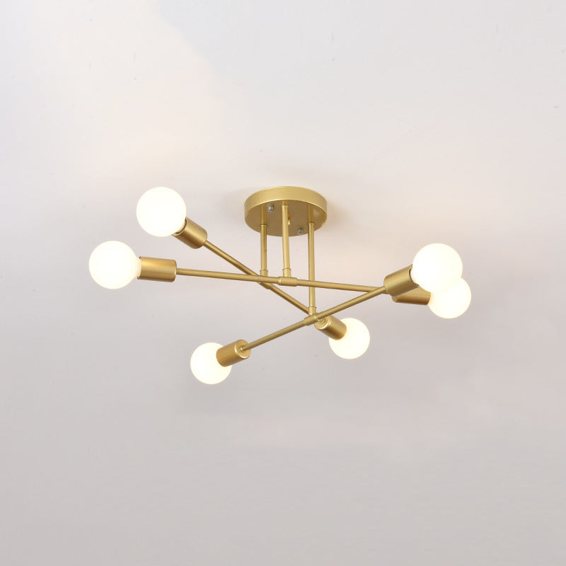 Metal Sputnik Semi Flush Mount Ceiling Light Minimalist Style Semi Flush Mount Chandelier