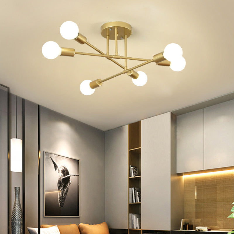 Metal Sputnik Semi Flush Mount Ceiling Light Minimalist Style Semi Flush Mount Chandelier