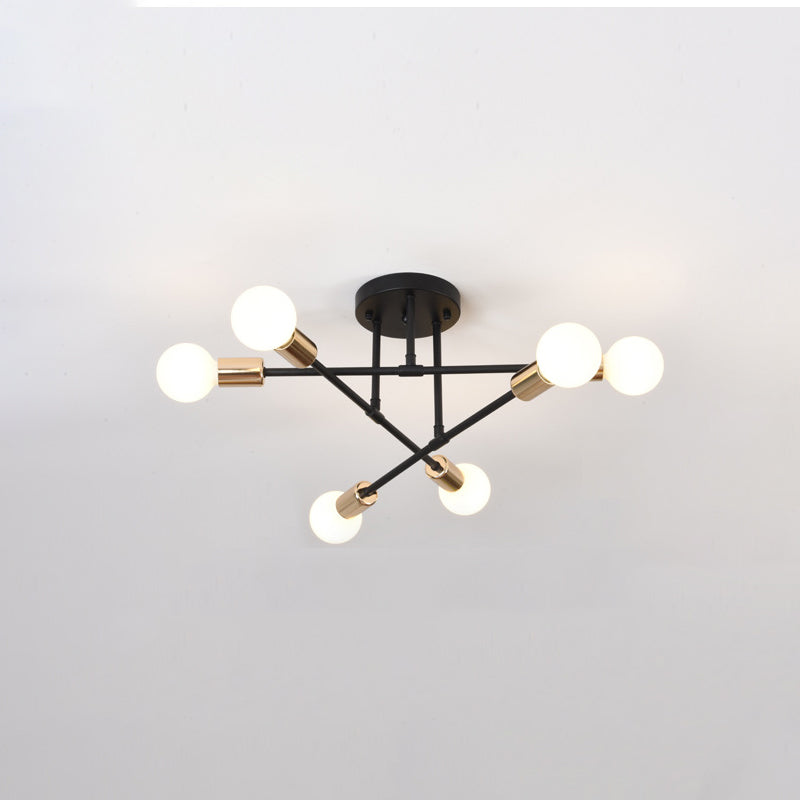 Metal Sputnik Semi Flush Mount Ceiling Light Minimalist Style Semi Flush Mount Chandelier