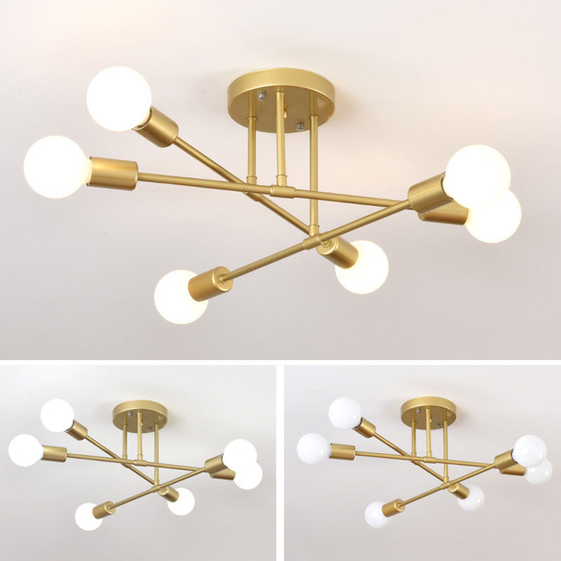Metal Sputnik Semi Flush Mount Ceiling Light Minimalist Style Semi Flush Mount Chandelier