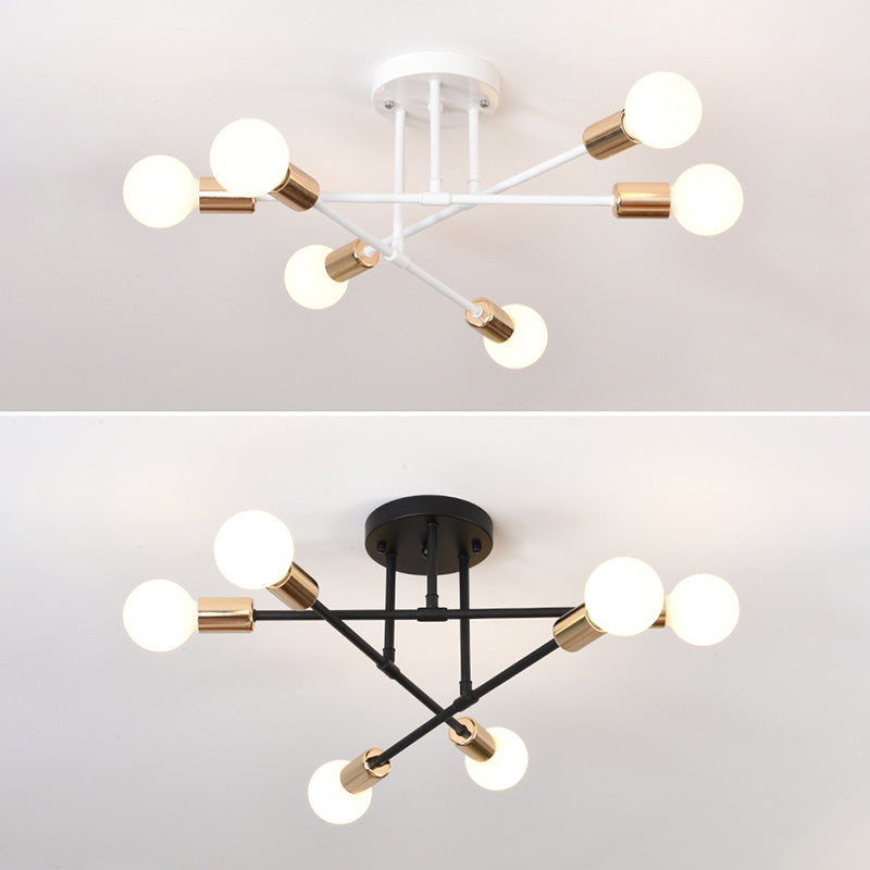 Metal Sputnik Semi Flush Mount Ceiling Light Minimalist Style Semi Flush Mount Chandelier