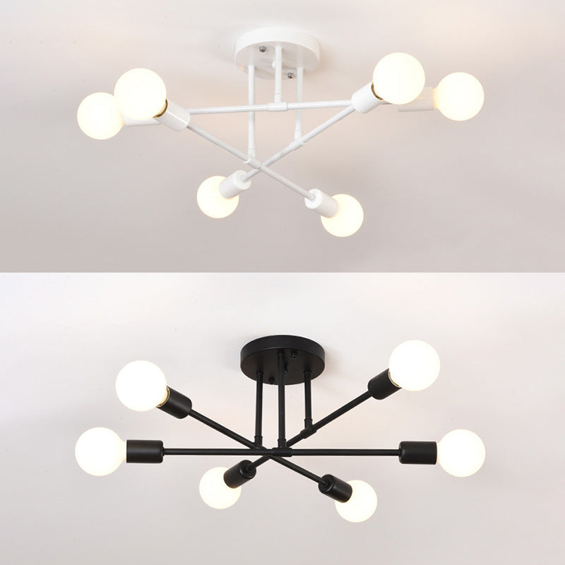 Metal Sputnik Semi Flush Mount Ceiling Light Minimalist Style Semi Flush Mount Chandelier