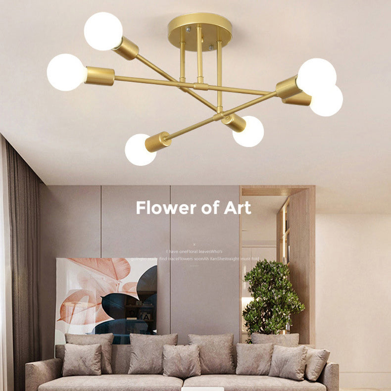 Metal Sputnik Semi Flush Mount Ceiling Light Minimalist Style Semi Flush Mount Chandelier