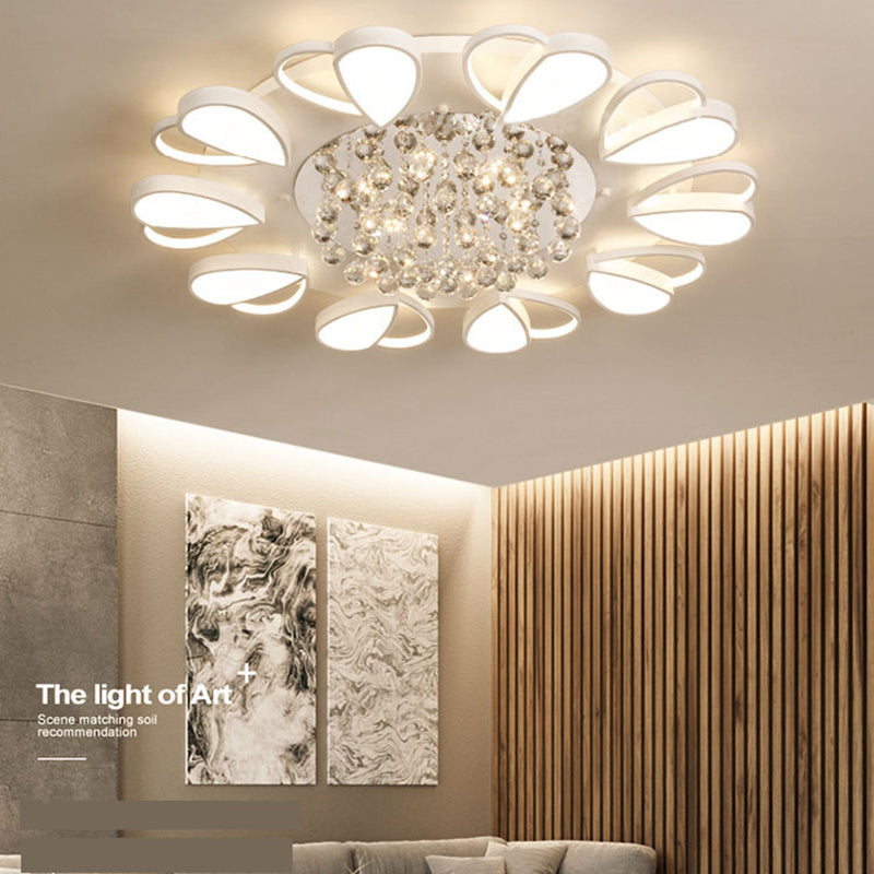 Crystal Flush Mount Light LED Contemporary Ceiling Lamp for Dining Room