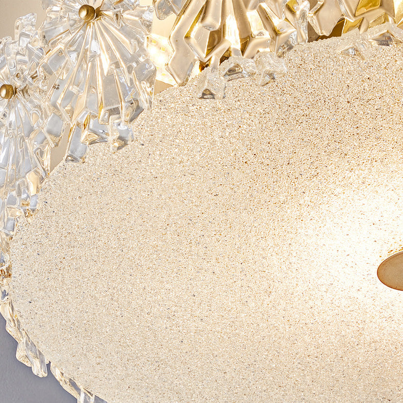 Contemporary Transparent Crystal Semi Flush Mount Ceiling Lighting Fixture for Dining Room