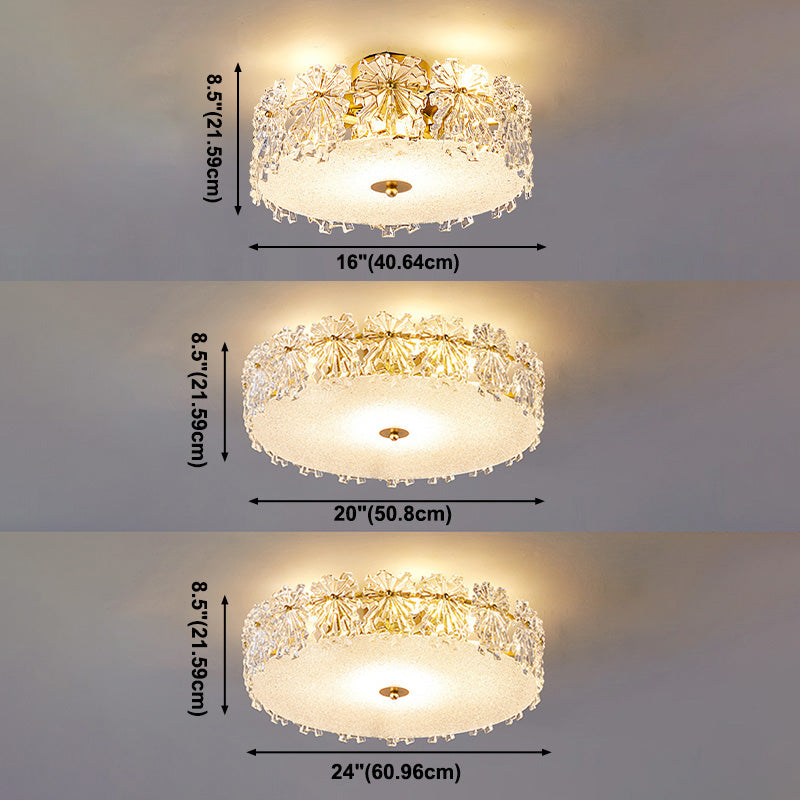 Contemporary Transparent Crystal Semi Flush Mount Ceiling Lighting Fixture for Dining Room