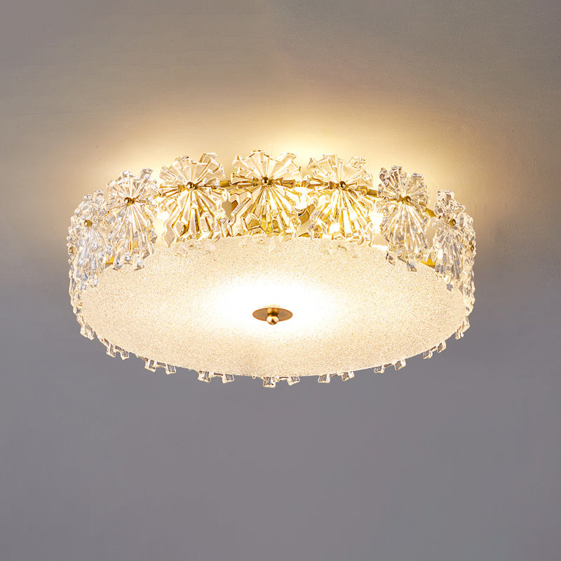 Contemporary Transparent Crystal Semi Flush Mount Ceiling Lighting Fixture for Dining Room