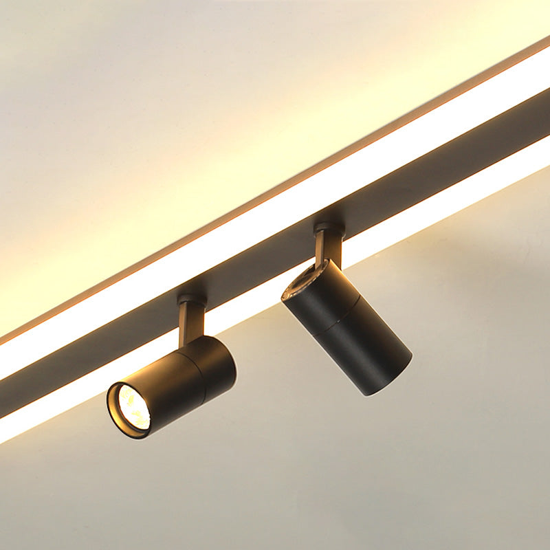 Deux Head Modern Flush Ceiling Spotlight Iron LED Track Light Fixture for Dinning Room