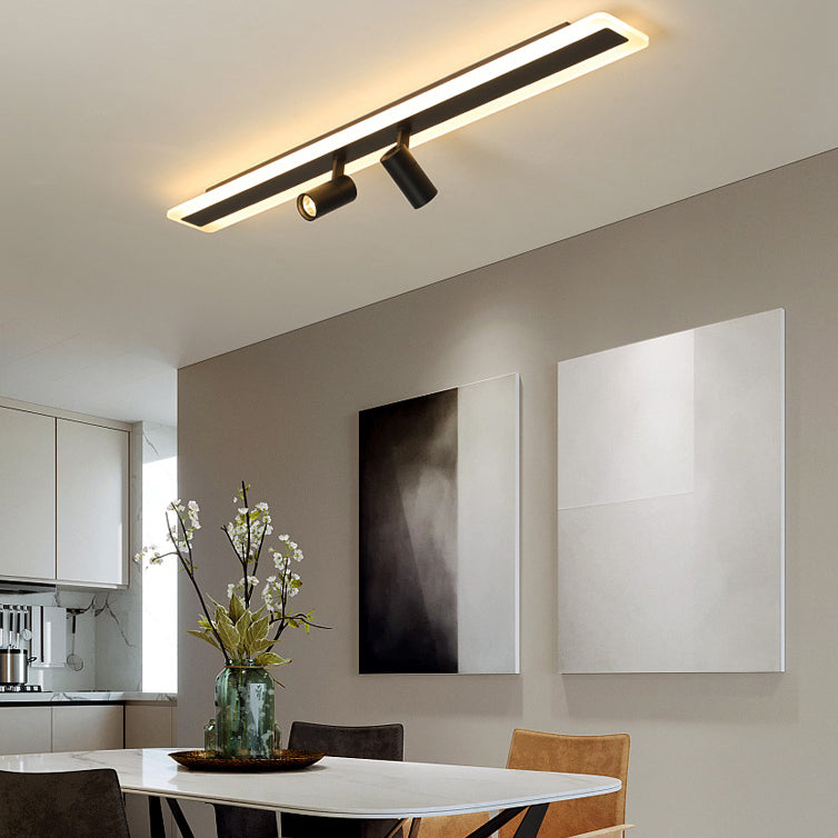 Deux Head Modern Flush Ceiling Spotlight Iron LED Track Light Fixture for Dinning Room