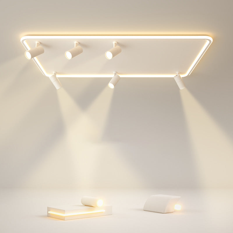 Projecteur de plafond affleurant pour salon, cadre en aluminium blanc, luminaire sur rail LED