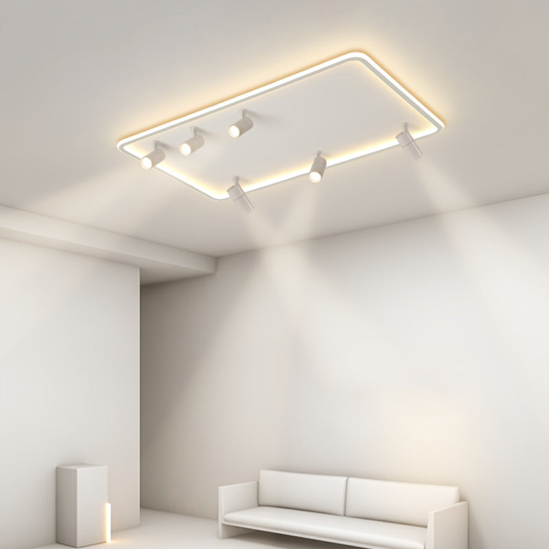Projecteur de plafond affleurant pour salon, cadre en aluminium blanc, luminaire sur rail LED