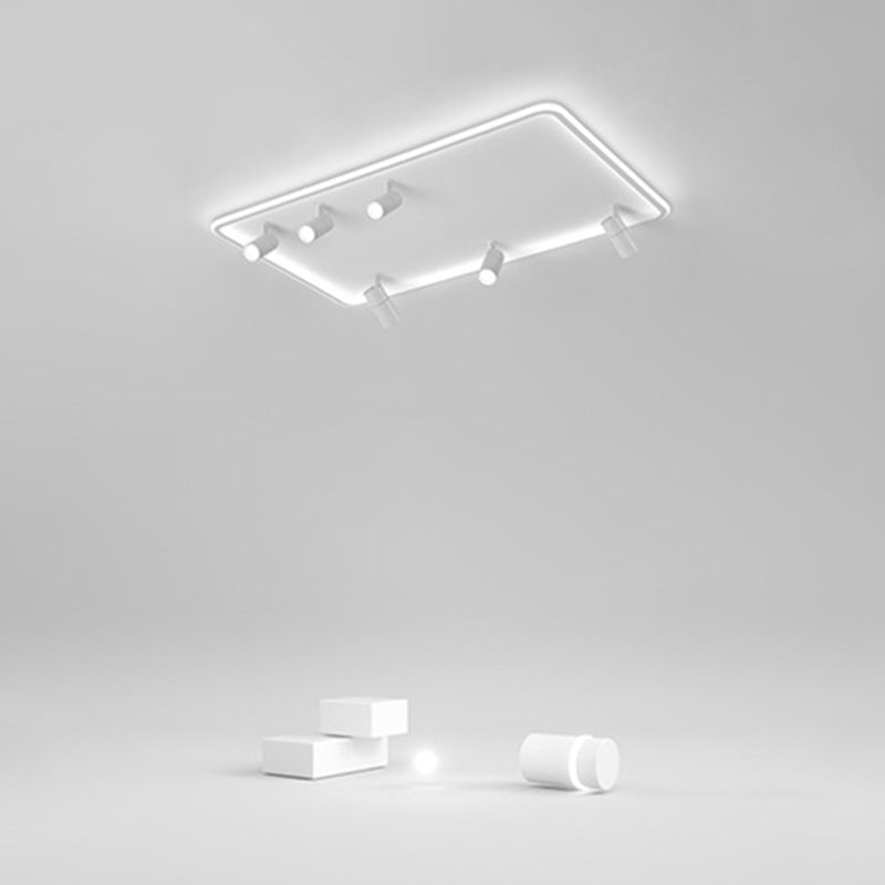 Projecteur de plafond affleurant pour salon, cadre en aluminium blanc, luminaire sur rail LED