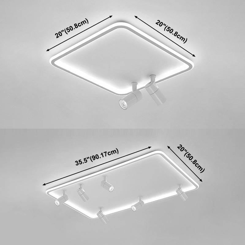 Projecteur de plafond affleurant pour salon, cadre en aluminium blanc, luminaire sur rail LED