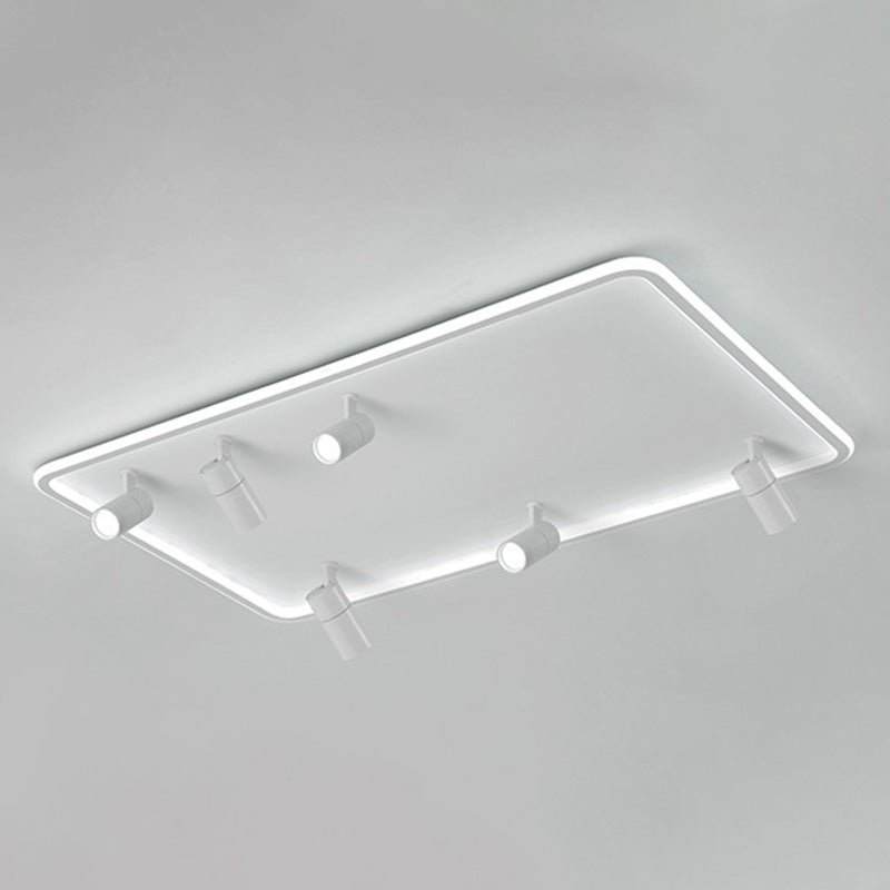 Projecteur de plafond affleurant pour salon, cadre en aluminium blanc, luminaire sur rail LED