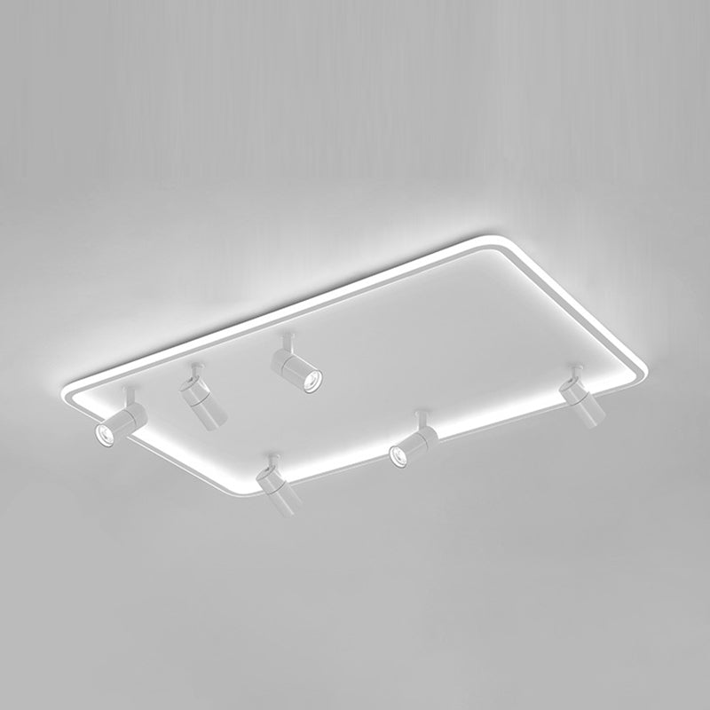 Projecteur de plafond affleurant pour salon, cadre en aluminium blanc, luminaire sur rail LED