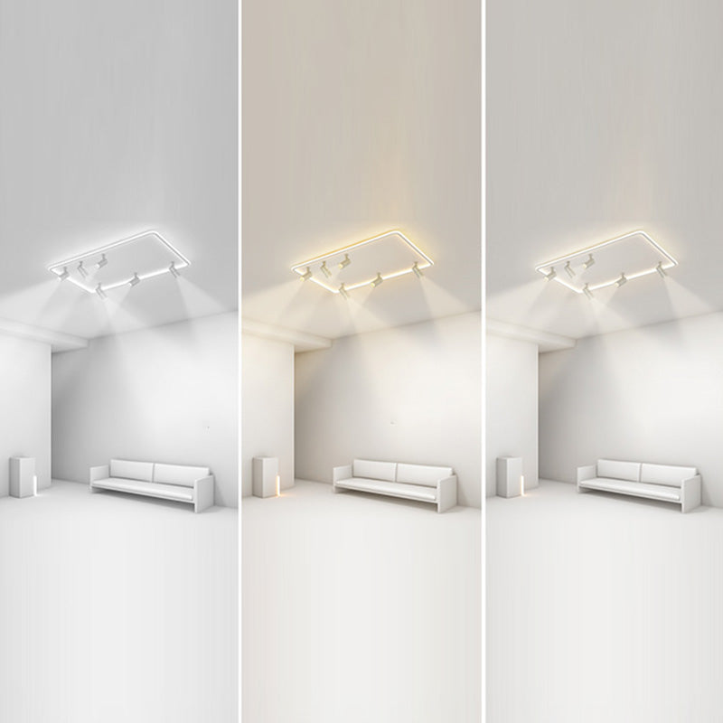 Projecteur de plafond affleurant pour salon, cadre en aluminium blanc, luminaire sur rail LED