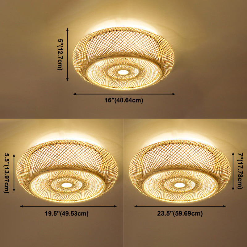 Soporte de techo de ratán de estilo de Asia de montaje de tambor curvo en madera natural