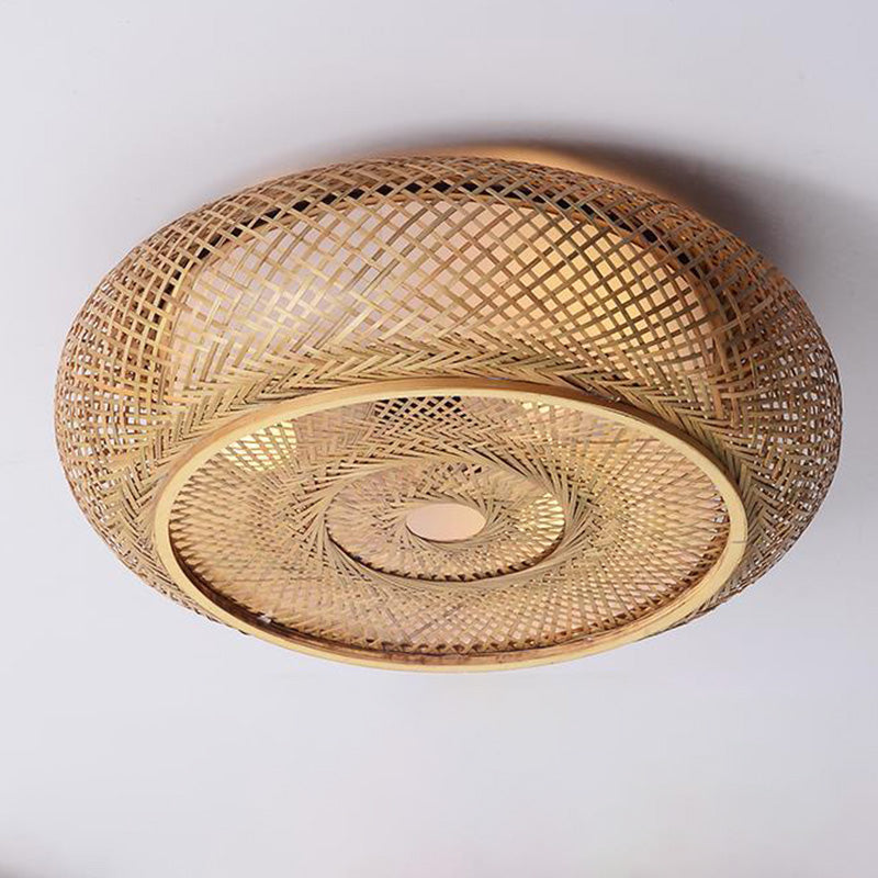 Soporte de techo de ratán de estilo de Asia de montaje de tambor curvo en madera natural