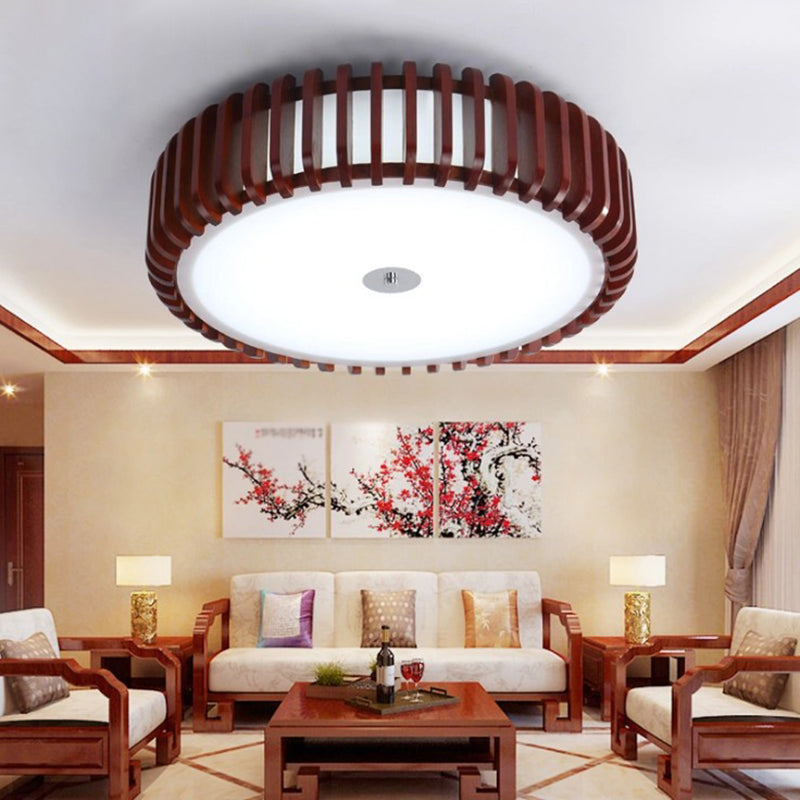 Tambour Flush Mount Ceiling Lighting Fixture Asian 1-Light Flushmount Ceiling Lamp with Acrylic Shade