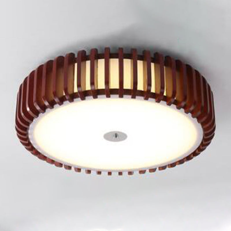 Tambour Flush Mount Ceiling Lighting Fixture Asian 1-Light Flushmount Ceiling Lamp with Acrylic Shade