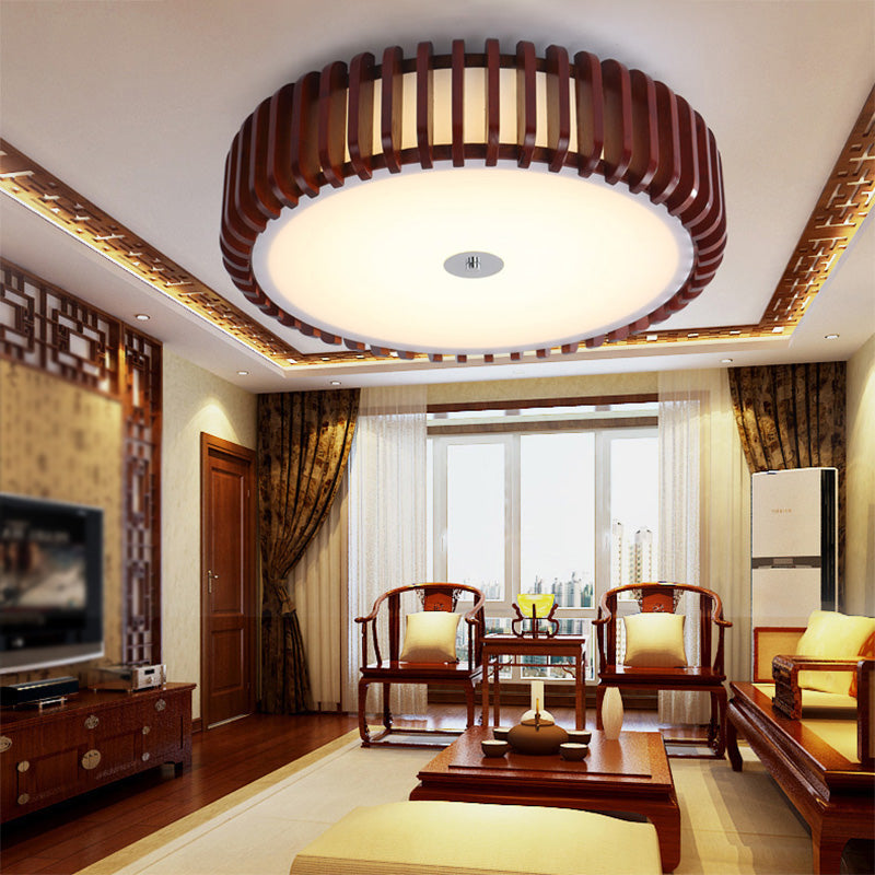 Tambour Flush Mount Ceiling Lighting Fixture Asian 1-Light Flushmount Ceiling Lamp with Acrylic Shade