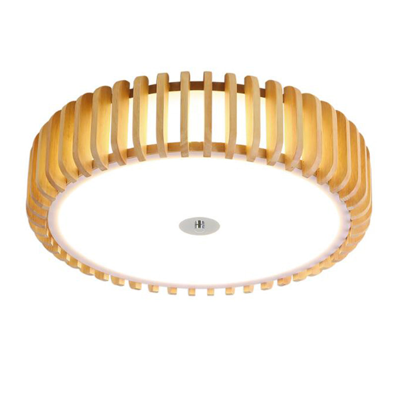 Tambour Flush Mount Ceiling Lighting Fixture Asian 1-Light Flushmount Ceiling Lamp with Acrylic Shade