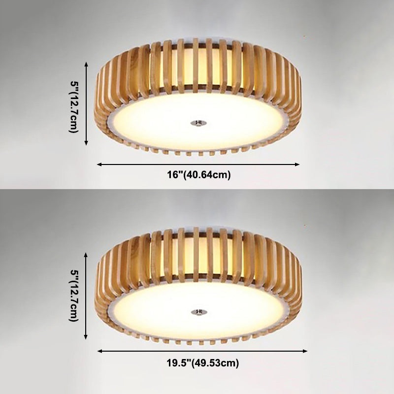 Tambour Flush Mount Ceiling Lighting Fixture Asian 1-Light Flushmount Ceiling Lamp with Acrylic Shade