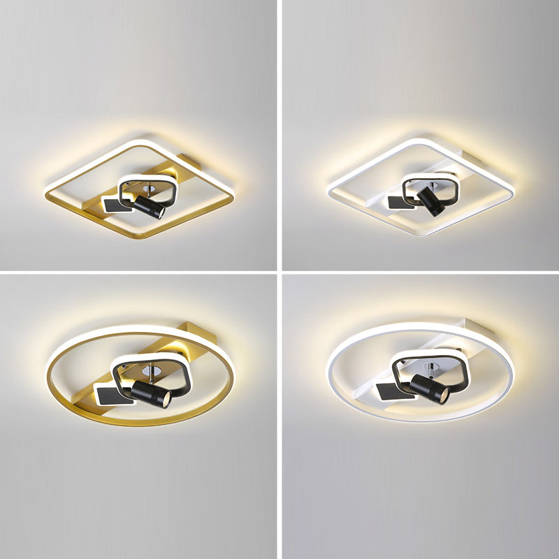 Projecteur de plafond affleurant pour salon, cadre en aluminium, luminaire sur rail LED