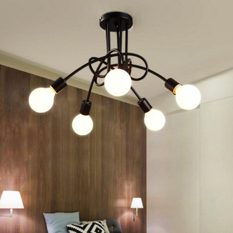Bulbes ouverts Design de plafond en fer moderniste moderniste semi-plafond plafonnier plafond pour salle à manger