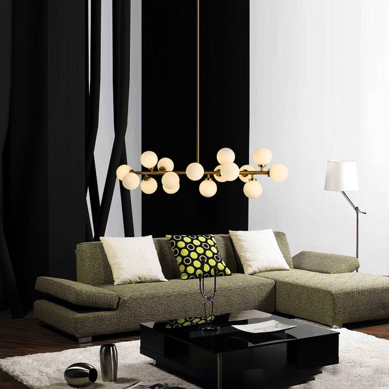 Luce a soffitto sferico dell'isola contemporanea in vetro oro isola a sospensione Luce