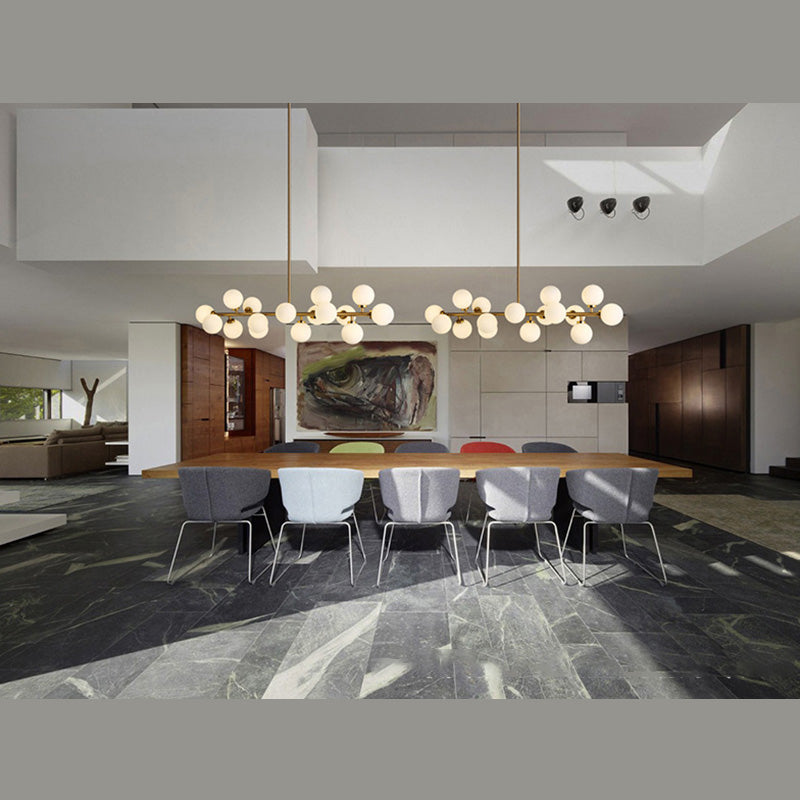 Luce a soffitto sferico dell'isola contemporanea in vetro oro isola a sospensione Luce