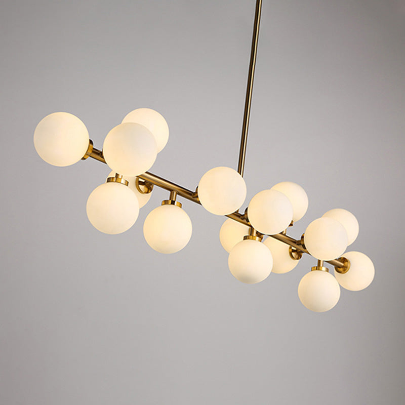 Luce a soffitto sferico dell'isola contemporanea in vetro oro isola a sospensione Luce