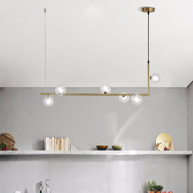 Globe Glass Island Pendant Light Minimalist Style Island Ceiling Light for Dinning Room