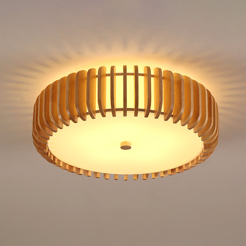Drum Flush Mount Lighting Fixture Asian 1-Light Flushmount Ceiling Lamp with Acrylic Shade