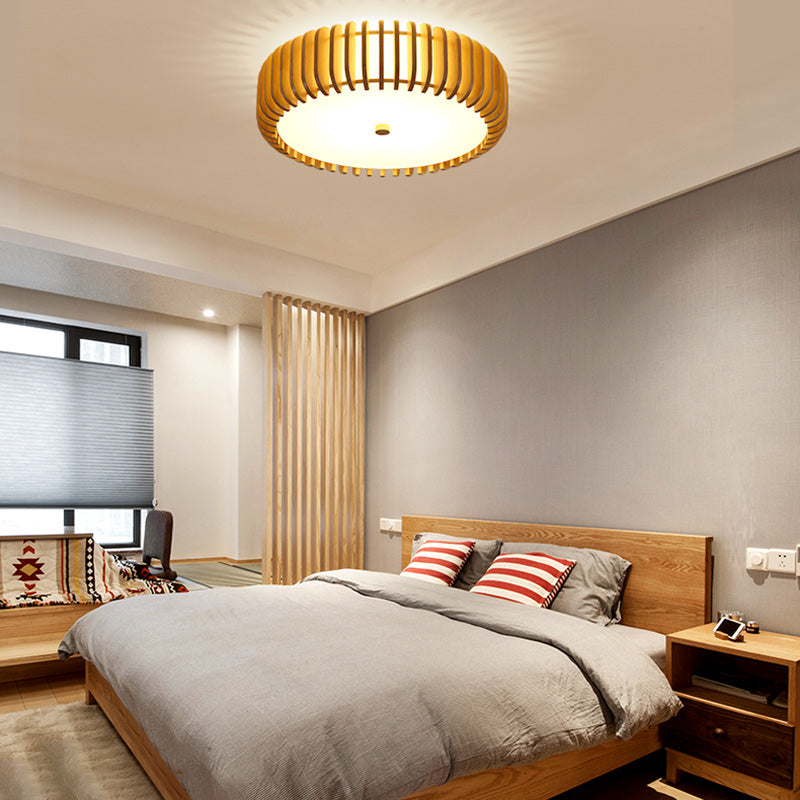 Drum Flush Mount Lighting Fixture Asian 1-Light Flushmount Ceiling Lamp with Acrylic Shade