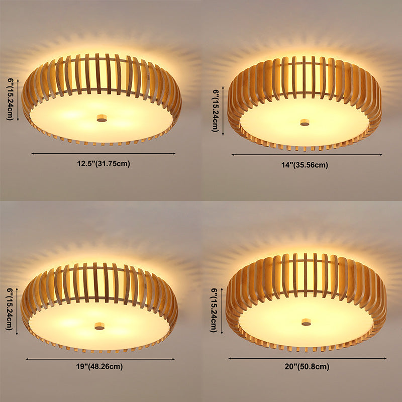 Drum Flush Mount Lighting Fixture Asian 1-Light Flushmount Ceiling Lamp with Acrylic Shade