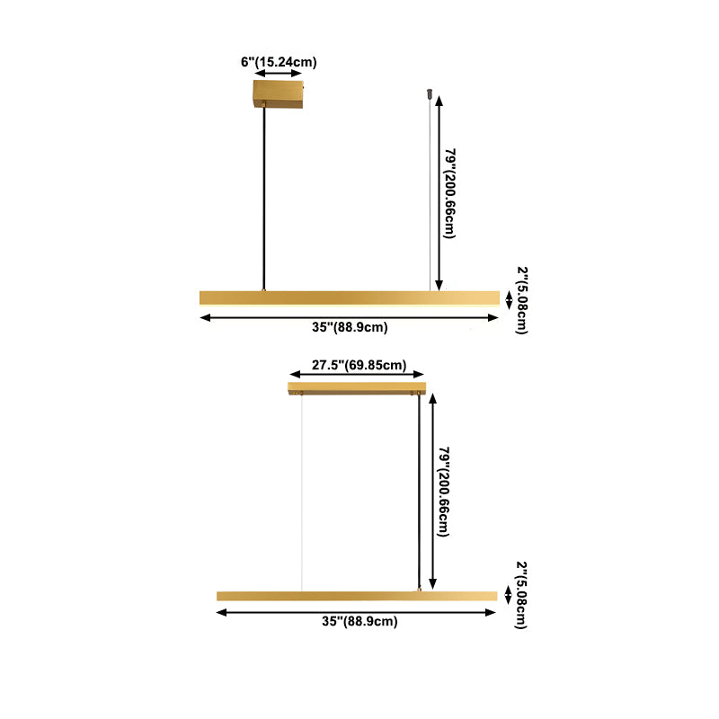 Lampada dell'isola a ciondolo lineare Lampada dell'isola lampadario di illuminazione moderna