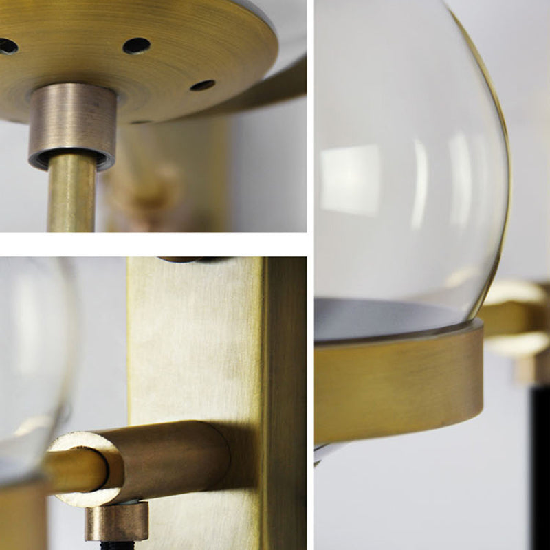 Moderne creatieve smeed met een enkele wandlamp met ijzeren bol hangen muurlicht met glazen schaduw