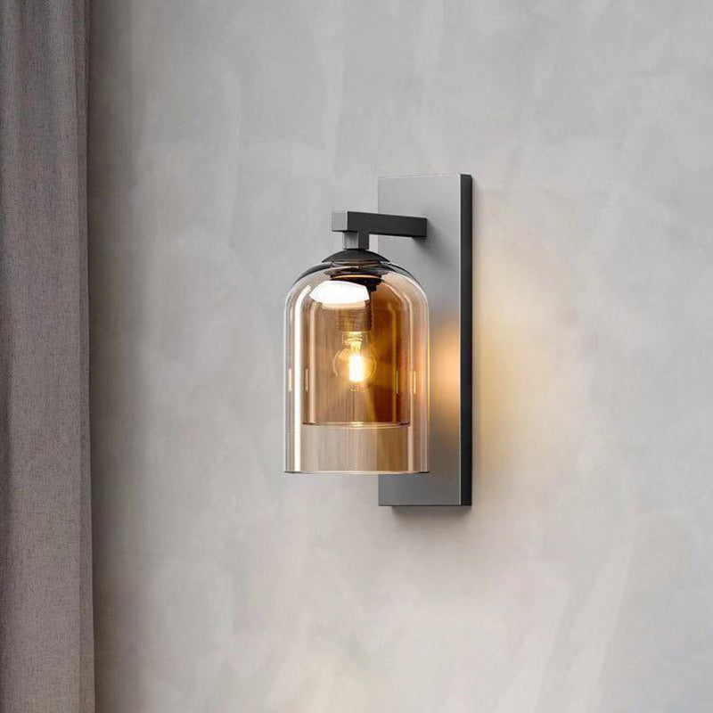 Lampada a parete di ferro da parete a campana di lusso moderna con doppia tonalità di vetro