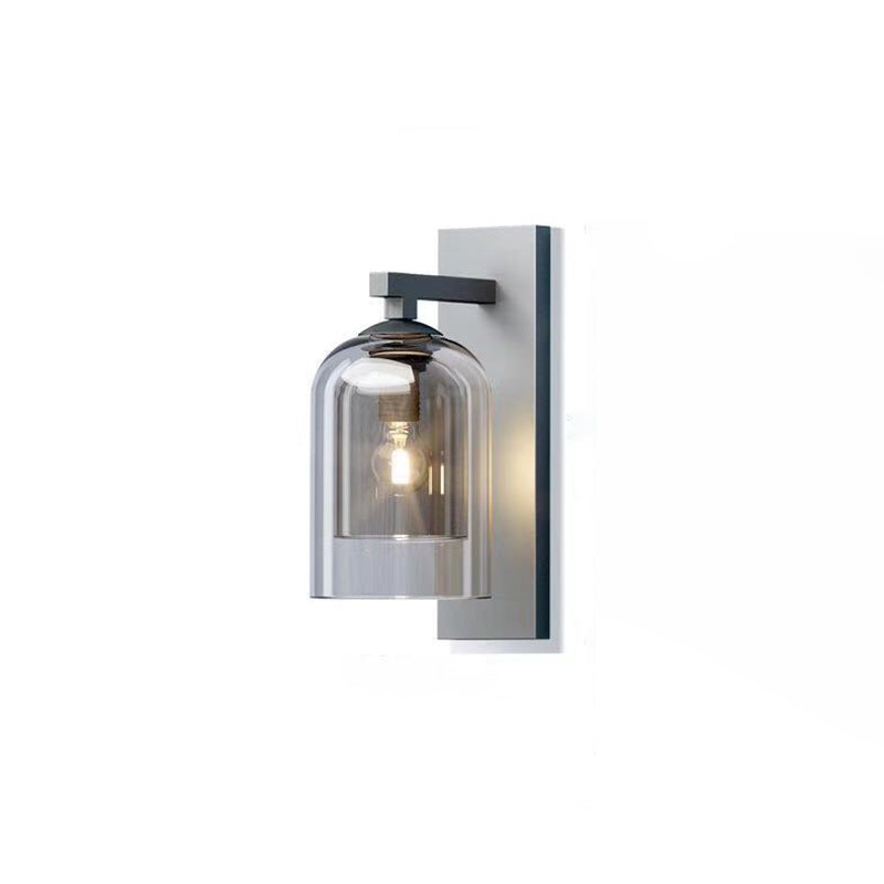 Lampada a parete di ferro da parete a campana di lusso moderna con doppia tonalità di vetro