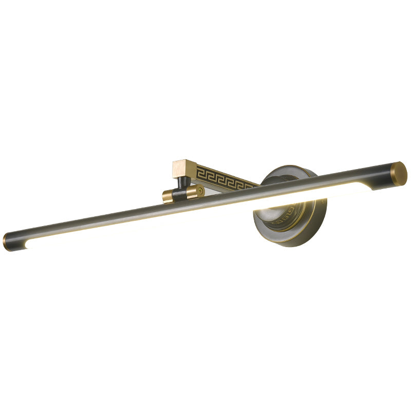 1-Light Linear Shade Wall Sconce Modern Simple Style Mirror Wall Lighting in Black