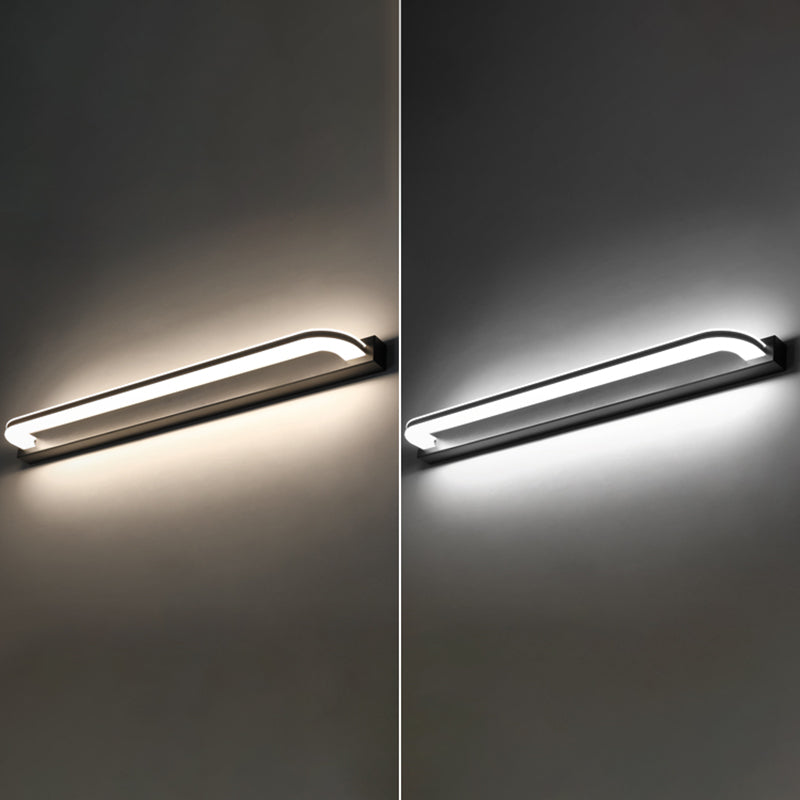 1-Light Linear Shade Wall Sconce Modern Simple Style Mirror Wall Lighting in Black