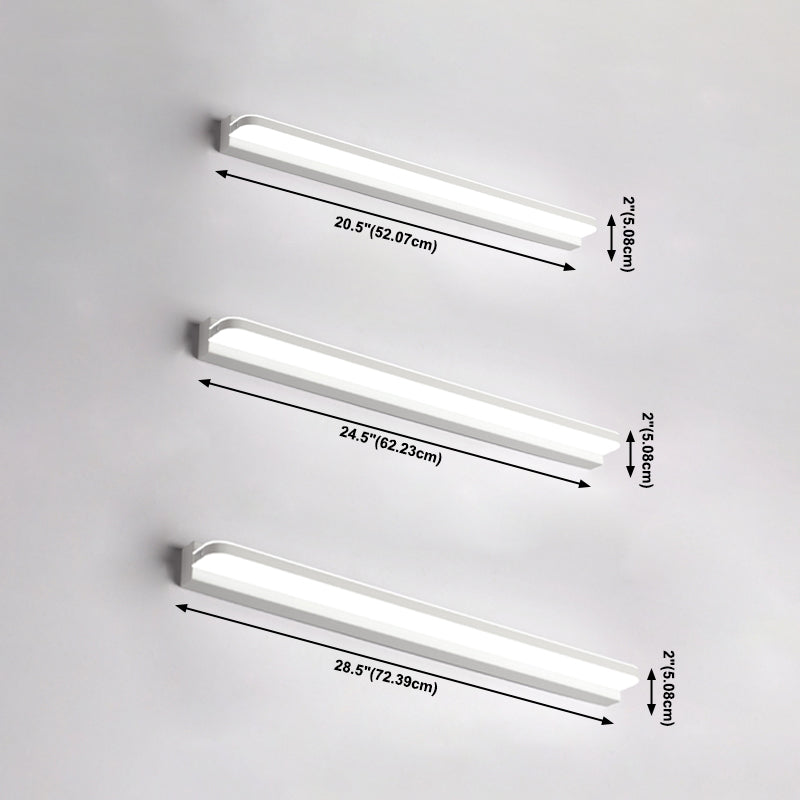 Acconde da muro di tonalità lineare a 1 luce moderna moderna illuminazione da parete specchio in stile semplice in bianco