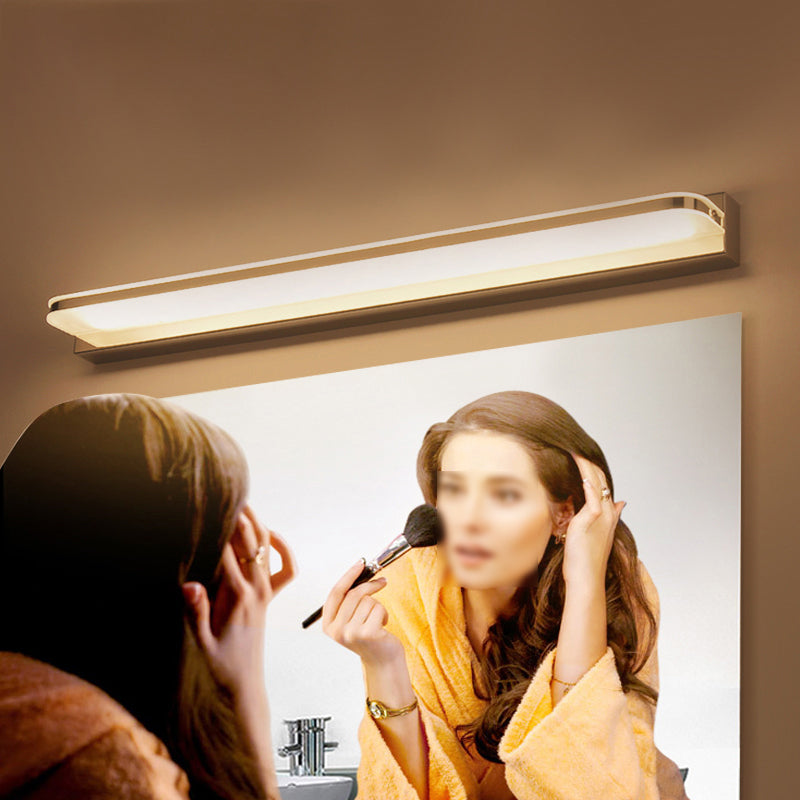 Acconde da muro di tonalità lineare a 1 luce moderna moderna illuminazione da parete specchio in stile semplice in bianco